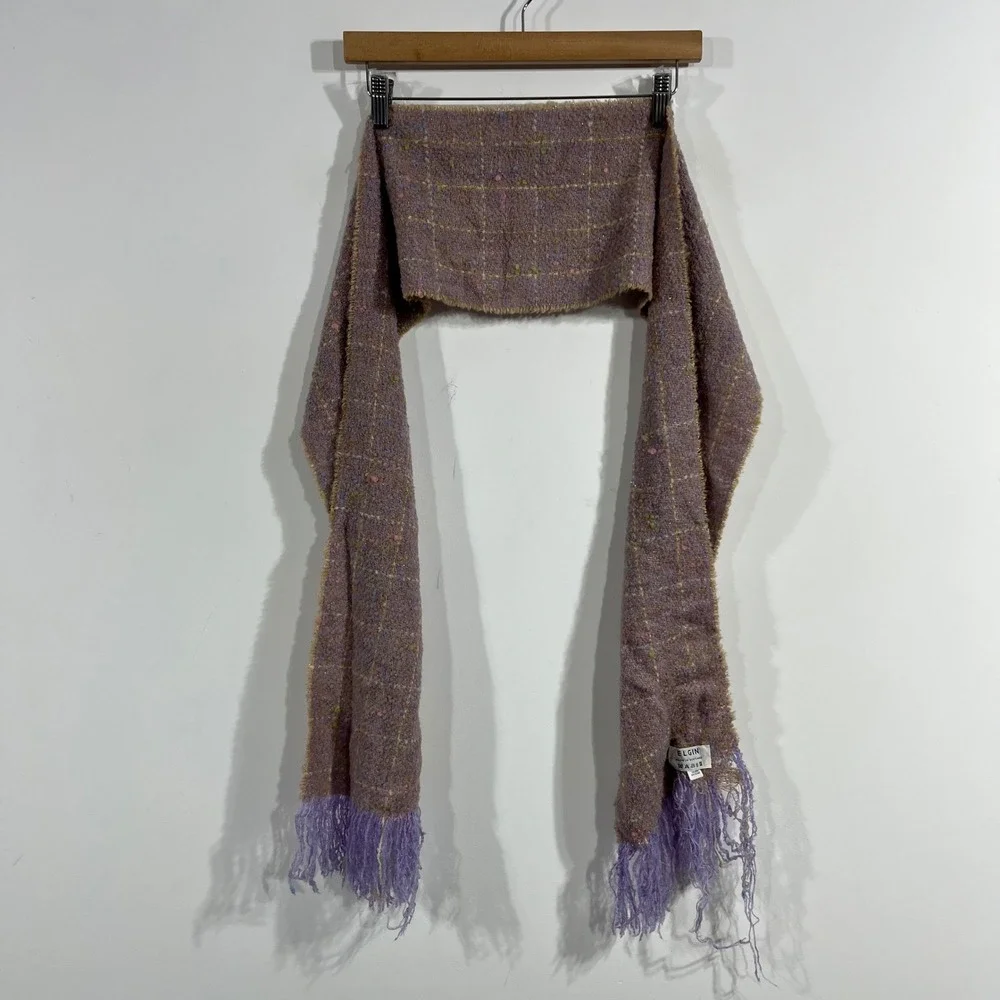 Elgin Made in Scotland Heritage Merino Wool Tweed Scarf Fringe Womens OS Vintage